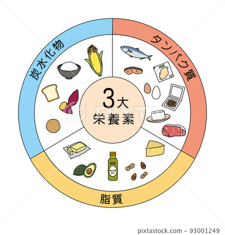 3 major nutrients food ingredients food PFC balance ingredient illustrations 93001249