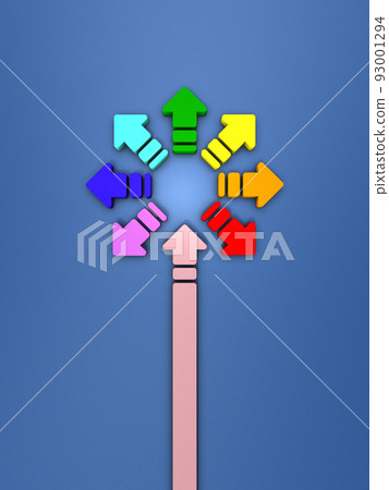 顯示多種選擇的彩色箭頭。 LBBTQ 符號和代表自由意志選擇的抽象概念。 顯示多種選擇的彩色箭頭。 LBBTQ 符號和代表自由意志選擇的抽象概念。 93001294