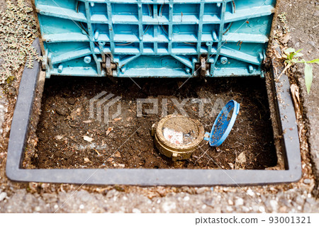 Water meter and stopcock buried in the soil due to heavy rain 93001321
