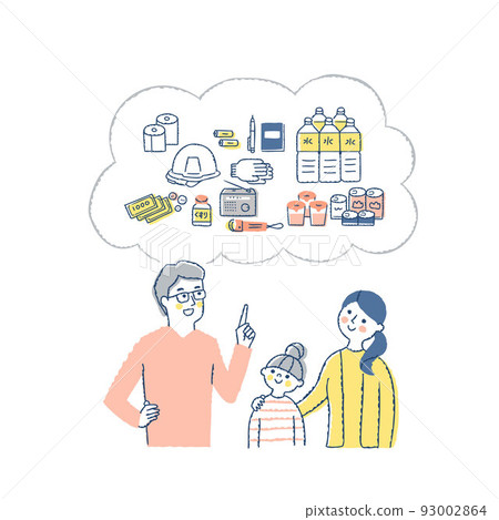 Family thinking about emergency supplies Family thinking about emergency supplies 93002864
