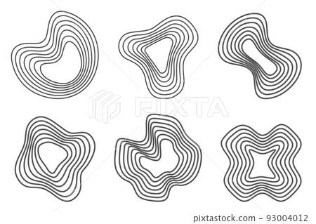 Tree rings organic patterns. Topography line circles. Nature wavy contour shapes. Topographic vector icons. Tree rings organic patterns. Topography line circles. Nature wavy contour shapes. Topographic vector icons. 93004012