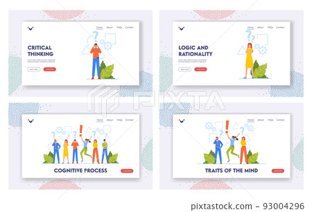 Cognitive Process Landing Page Template Set. Critical Thinking Concept, Business Characters Men Women Making Decision Cognitive Process Landing Page Template Set. Critical Thinking Concept, Business Characters Men Women Making Decision 93004296