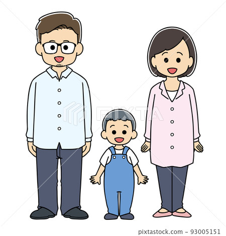 Family of 3 full body illustration Family of 3 full body illustration 93005151