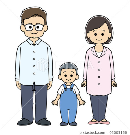 Family of 3 full body illustration 93005166