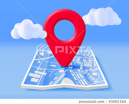 3D Location Folded Paper Map and Pin 93005169