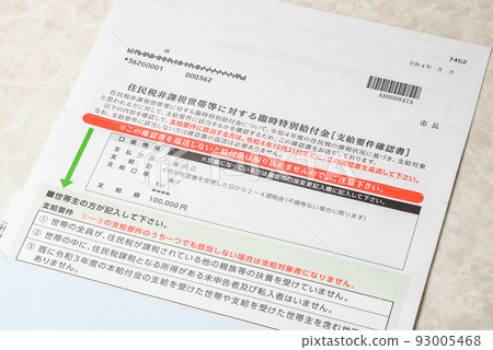 Temporary Special Benefits Benefits provided to households exempt from residence tax 93005468