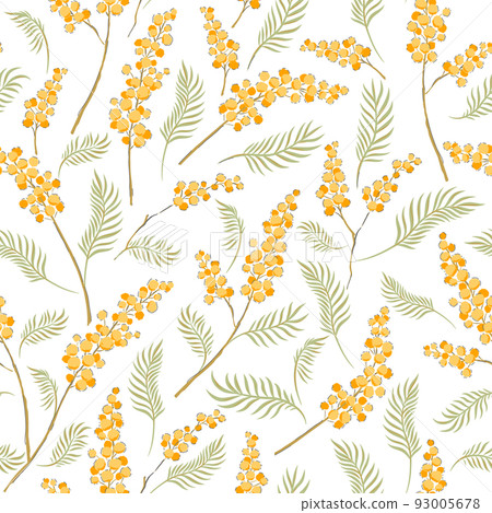 Mimosa yellow flower branches hand drawn vector seamless pattern. Vintage Romantic Spring Garden Bloom background. Retro floral print for Easter spring design. Mimosa yellow flower branches hand drawn vector seamless pattern. Vintage Romantic Spring Garden Bloom background. Retro floral print for Easter spring design. 93005678