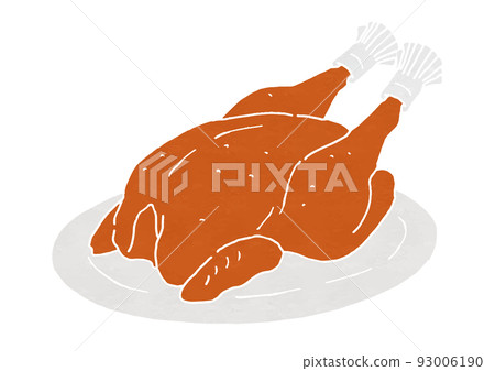 烤火雞的插圖（印刷風格） 93006190