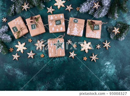 Advent calendar made from Christmas gift boxes Advent calendar made from Christmas gift boxes 93008327