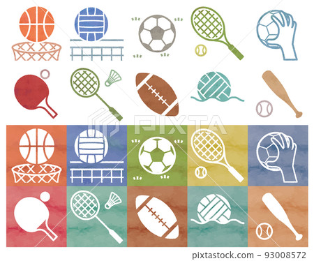 Ball game icon hand-drawn color 93008572