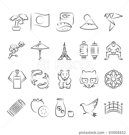 Japan icon set in line style 93008852