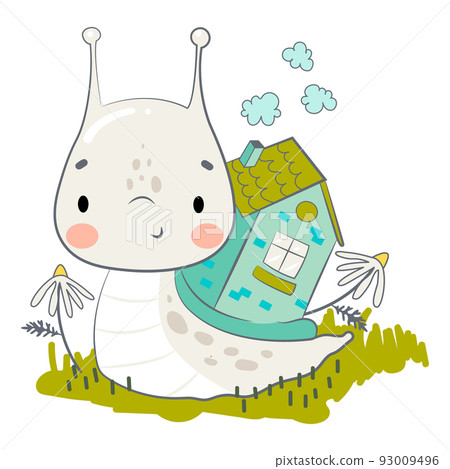 Cute snail. Cartoon character. Vector illustration 93009496
