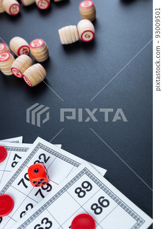 Lotto game on black background 93009501