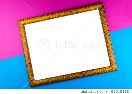 Wooden frame blue background 93010118