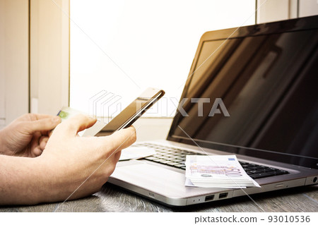 Bank card laptop smartphone Euro Bank card laptop smartphone Euro 93010536