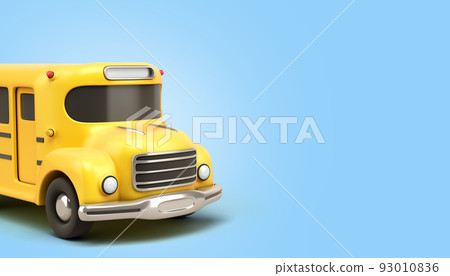 wintage toon yellow school bus background 3d illustration on blue gradient wintage toon yellow school bus background 3d illustration on blue gradient 93010836