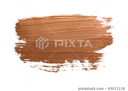 Bronze acrylic stroke isolated on white. Bright luxury background. Abstract smeared paint.. Bronze acrylic stroke isolated on white. Bright luxury background. Abstract smeared paint.. 93011116