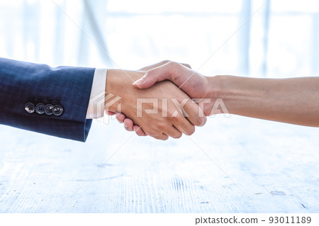 Image cut of a couple buying an apartment Shaking hands Image cut of a couple buying an apartment Shaking hands 93011189