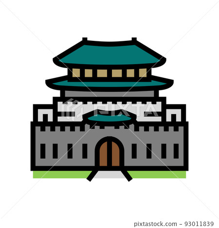 hwaseong fortress color icon vector illustration 93011839