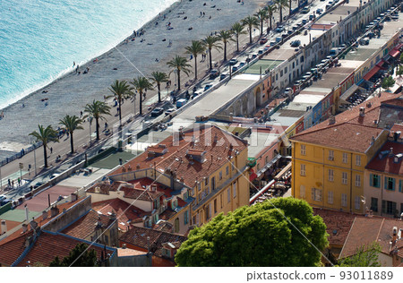 Mediterranean sea. "promenade des anglais". City of Nice, France. Mediterranean sea. "promenade des anglais". City of Nice, France. 93011889