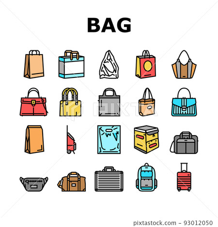 Bag For Carry Products And Goods Icons Set Vector 93012050