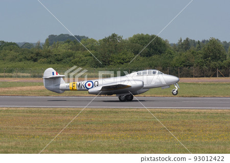 Royal Air Force Meteor T7 jet trainer landing Royal Air Force Meteor T7 jet trainer landing 93012422