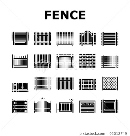 Fence And Gate Exterior Security Icons Set Vector 93012749