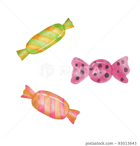 Watercolor drawing candy. Hand drawn illustration isolated on white background. Watercolor drawing candy. Hand drawn illustration isolated on white background. 93013643