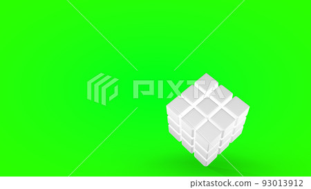 Rotation of the cube at an angle, isolated on a green background. 3D rendering 93013912
