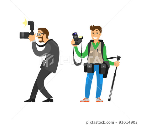 Photojournalist and Reporter Carrying Bag or Backpack Photojournalist and Reporter Carrying Bag or Backpack 93014902