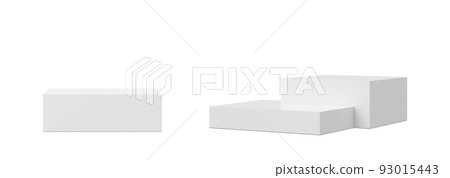 White podiums isolated on white background. Elegant podium for product, cosmetic presentation. Mock up. Pedestal or platform for beauty products. Empty scene. 3D rendering. White podiums isolated on white background. Elegant podium for product, cosmetic presentation. Mock up. Pedestal or platform for beauty products. Empty scene. 3D rendering. 93015443