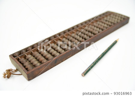 Old five-ball abacus and pencil Old five-ball abacus and pencil 93016963