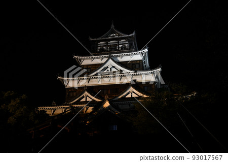 Hiroshima castle light up in summer Hiroshima castle light up in summer 93017567