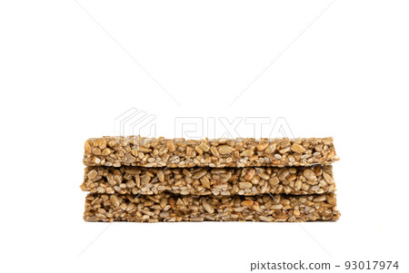 Three kozinaki tiles isolated on white background with place for text. Three kozinaki tiles isolated on white background with place for text. 93017974