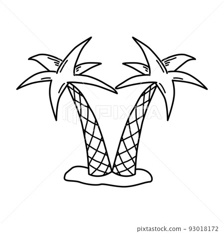 Hand drawn monochrome palm trees doodle style, vector illustration isolated on white background. Tropical tree, black outline decorative design element Hand drawn monochrome palm trees doodle style, vector illustration isolated on white background. Tropical tree, black outline decorative design element 93018172