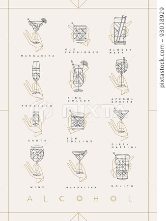 Poster cocktails art deco Poster cocktails art deco 93018929