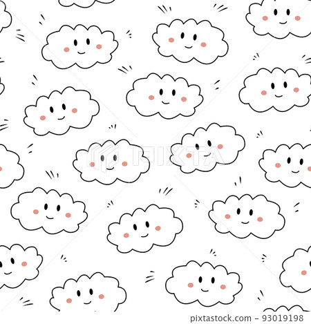 Seamless pattern with cute hand drawn clouds... - Stock Illustration ...