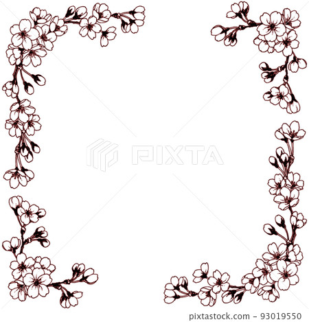 Frame material of pen drawing cherry blossoms Frame material of pen drawing cherry blossoms 93019550