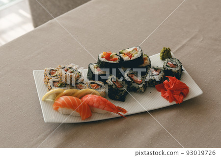 Japanese high quality sushi set on plate ready to eat 93019726