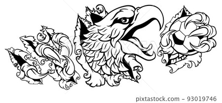 Bald Eagle Hawk Ripping Soccer Football Mascot Bald Eagle Hawk Ripping Soccer Football Mascot 93019746