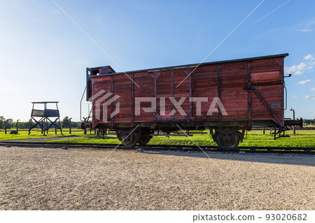 Lone train cab in the Auschwitz - Birkenau concentration camp. Oswiecim, Poland, 17 July 2022 Lone train cab in the Auschwitz - Birkenau concentration camp. Oswiecim, Poland, 17 July 2022 93020682