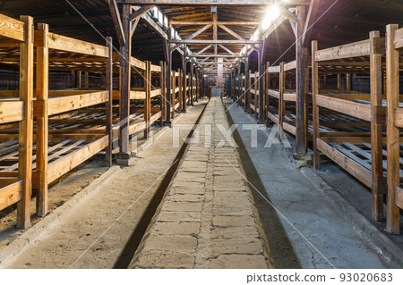 Barrack for prisoners in the Auschwitz - Birkenau concentration camp. Oswiecim, Poland, 17 July 2022 Barrack for prisoners in the Auschwitz - Birkenau concentration camp. Oswiecim, Poland, 17 July 2022 93020683
