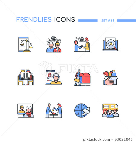 Migration issues and help - modern line design style icons set 93021045