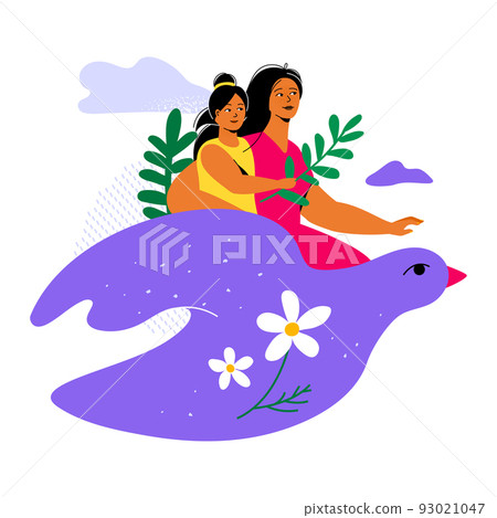 Peace and motherhood - modern colorful flat design style illustration 93021047