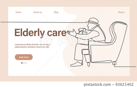 Programs for Seniors Landing Page Template. Elderly Health Care. Elderly care. Cartoon People Vector Illustration. 93021402