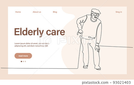 Programs for Seniors Landing Page Template. Elderly Health Care. Elderly care. Cartoon People Vector Illustration. 93021403