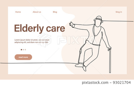 Programs for Seniors Landing Page Template. Elderly Health Care. Elderly care. Cartoon People Vector Illustration. 93021704
