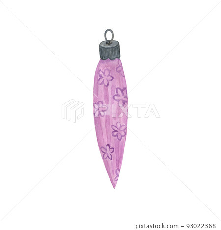 Christmas tree traditional decoration, watercolor element on the white background, hand drawn Christmas decoration in vibrant colors, seasonal clipart for holiday design 93022368