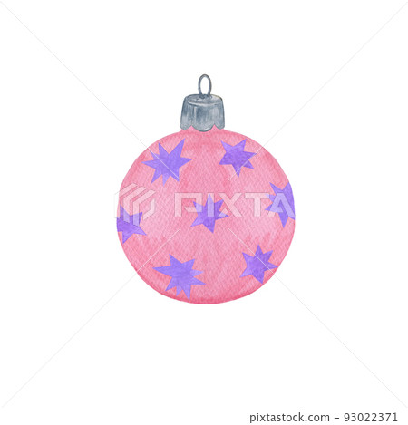 Christmas tree traditional decoration, watercolor element on the white background, hand drawn Christmas decoration in vibrant colors, seasonal clipart for holiday design 93022371
