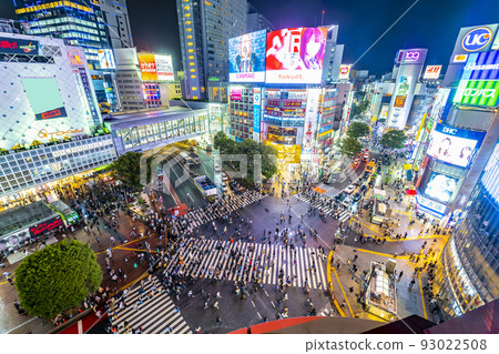 Shibuya scramble crossing at night 93022508